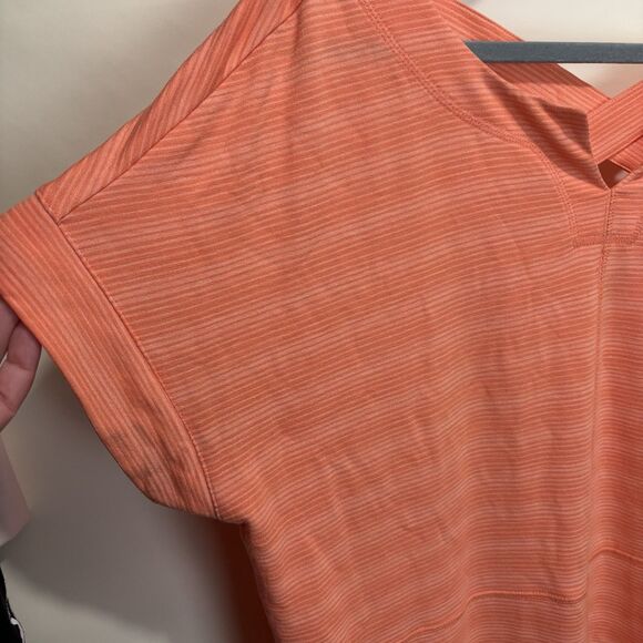 T by Talbots Casual Pullover Dress Orange Stripe Stretch UPF 50+ Cross Back 1X - Picture 2 of 8